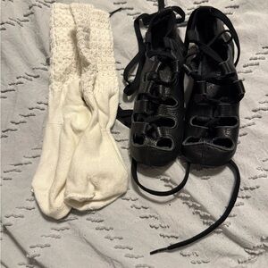Black Dance Shoes with Cream Socks